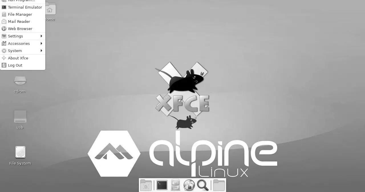 Escritorio de Alpine Linux con el entorno Xfce