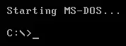 Mensaje 'Starting MS-DOS...' durante el arranque del sistema