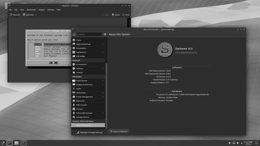 Escritorio de Slackware 15.0, la versión publicada en 2022