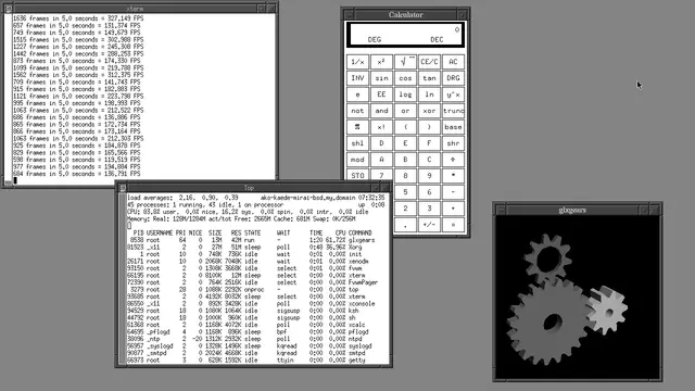 Escritorio de OpenBSD con el gestor de ventanas FVWM