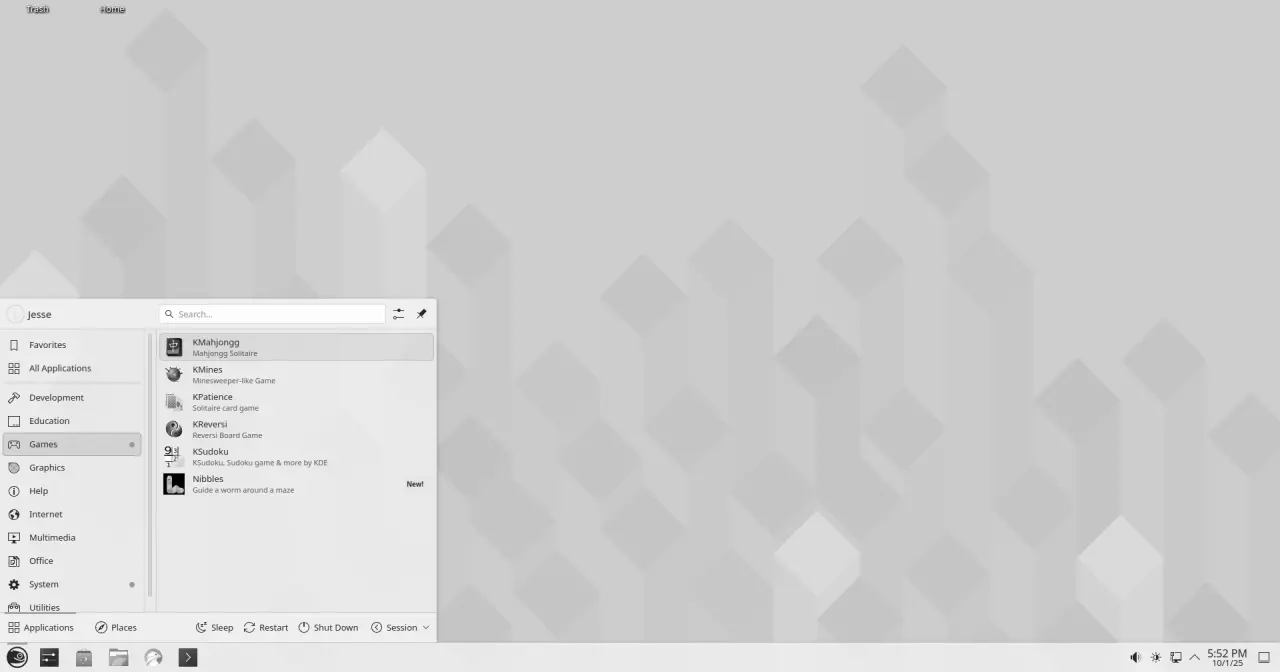 Escritorio KDE Plasma de openSUSE Leap 16.0