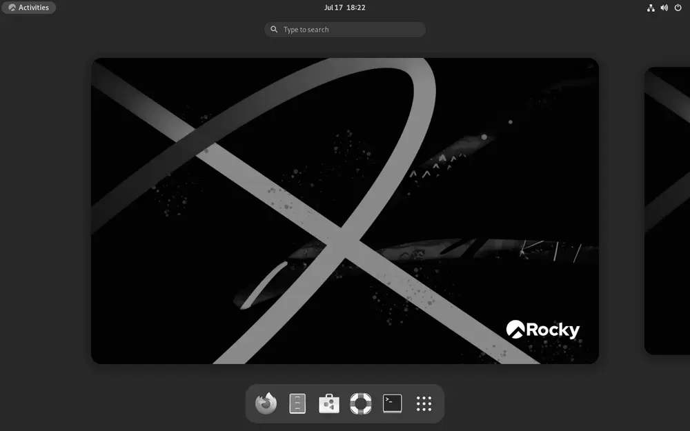 Escritorio de Rocky Linux 9 Workstation con GNOME Shell 40