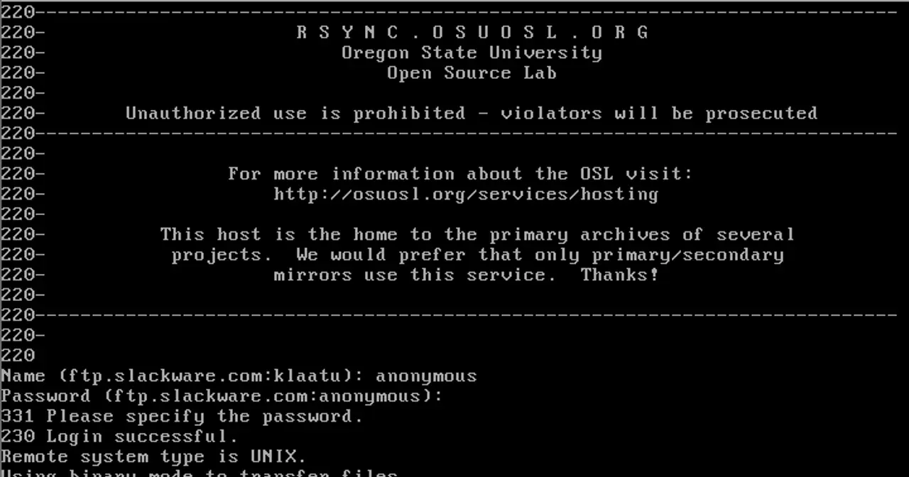 Captura de pantalla de Slackware 1.01, una de las primeras versiones de la distribución Linux
