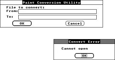Cuadro de diálogo de una aplicación de Windows 2.0 sobre el entorno gráfico