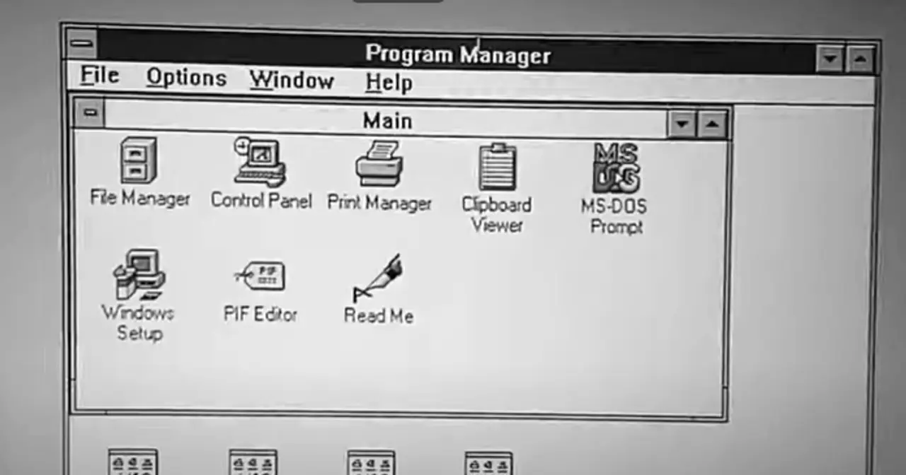Captura del Administrador de Programas de Windows 3.1 con el grupo Principal abierto