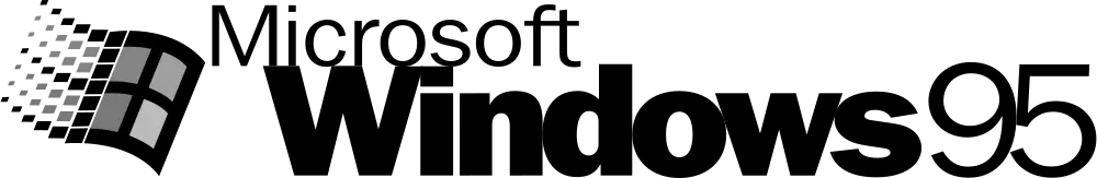 Logotipo de Windows 95 con la ventana de cuatro paneles y el nombre