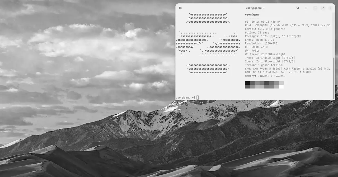 Escritorio de Zorin OS 18 con el entorno GNOME